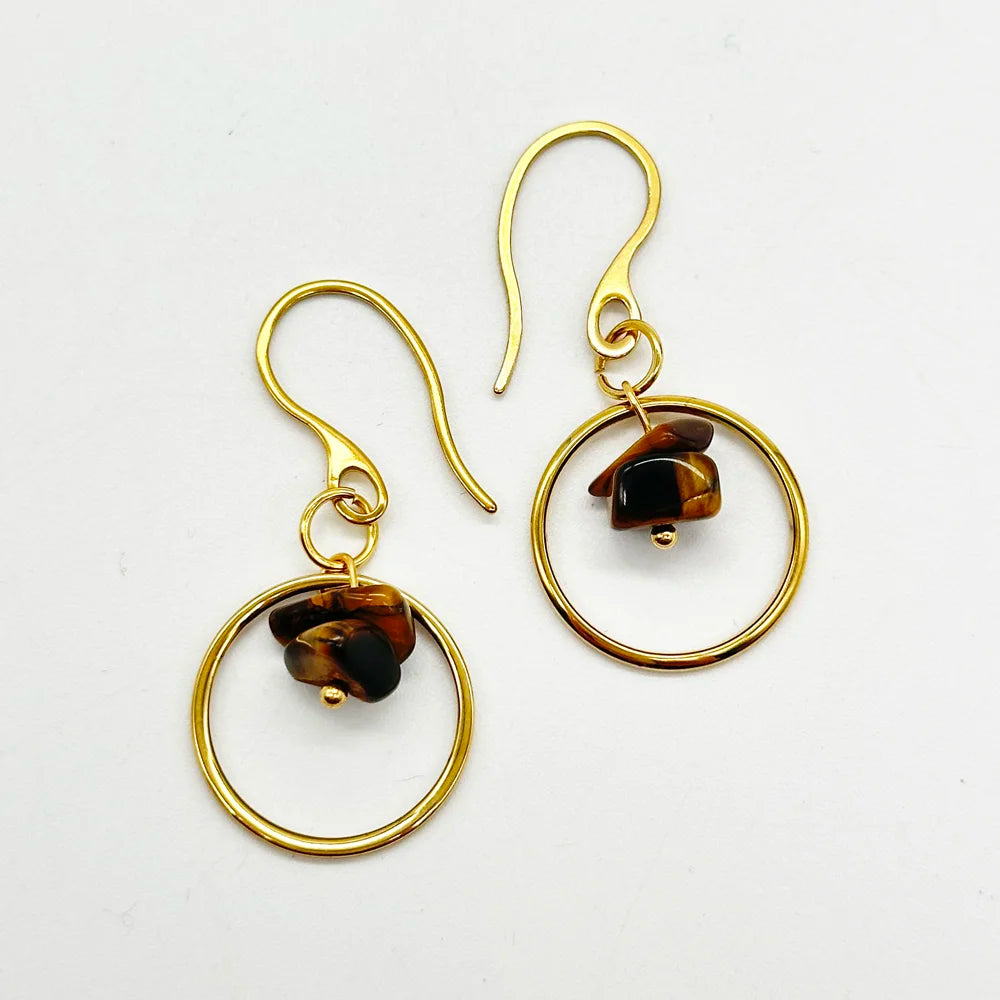 Pendientes con gancho Aro y Minerales en chip