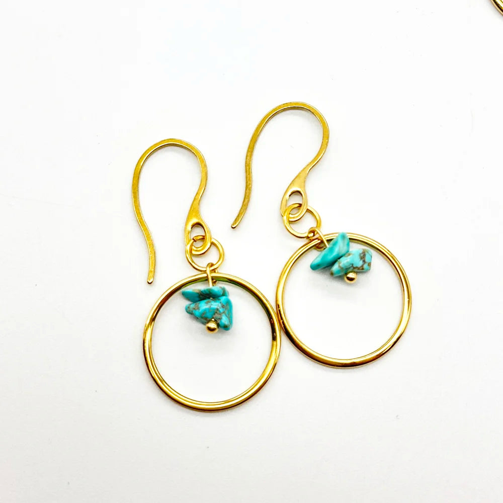 Pendientes con gancho Aro y Minerales en chip