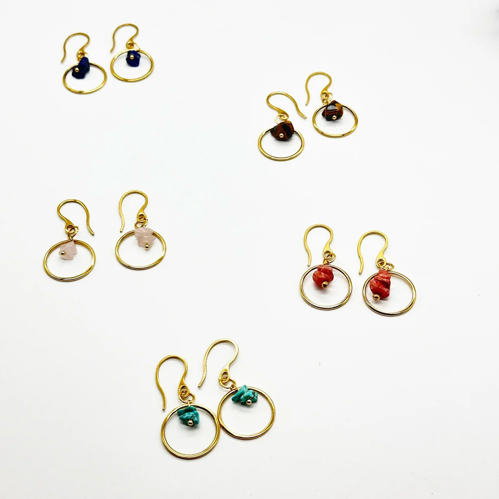 Pendientes con gancho Aro y Minerales en chip
