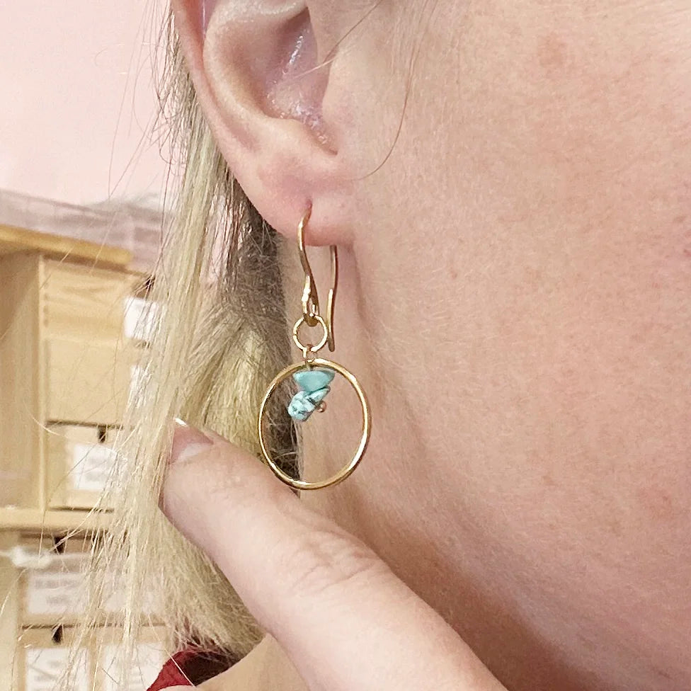 Pendientes con gancho Aro y Minerales en chip