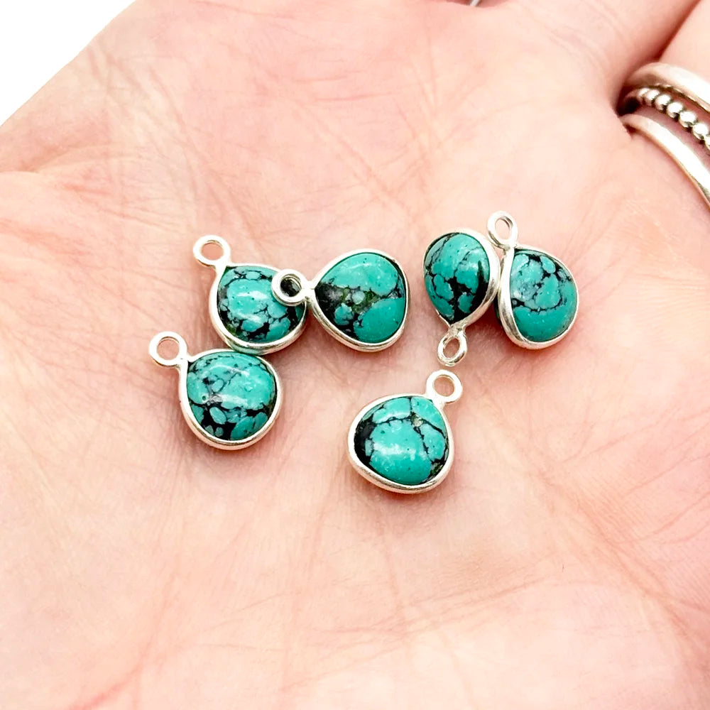 Silver and Mineral Teardrop Pendant