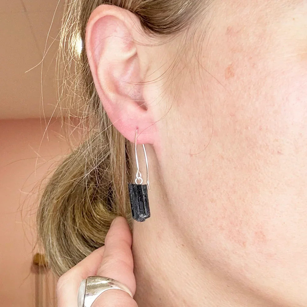 Pendientes con Turmalina Negra