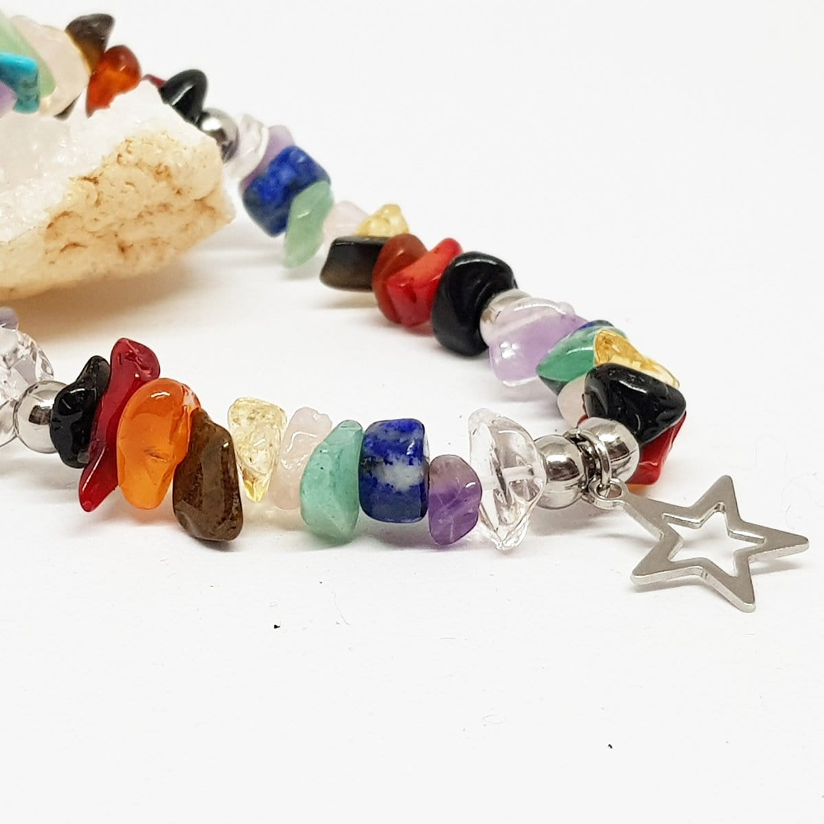 chacras, la pulsera de los chacras, colgante punta de cuarzo rosa, colgante, joyas acero, joyas artesanales, plata y minerales, pulsera minerales, minerales, piedras terapeuticas, gemoterapia, las propiedades de los minerales, mineral therapy, mineral stone therapy, necklace, joyas online, plata y minerales