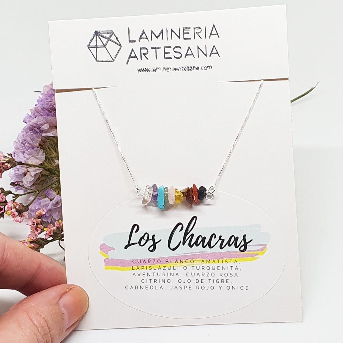 Collar de los Chacras y arbol de la vida, joyas artesanales, piedras preciosas, minerales naturales - LaMineria Artesana