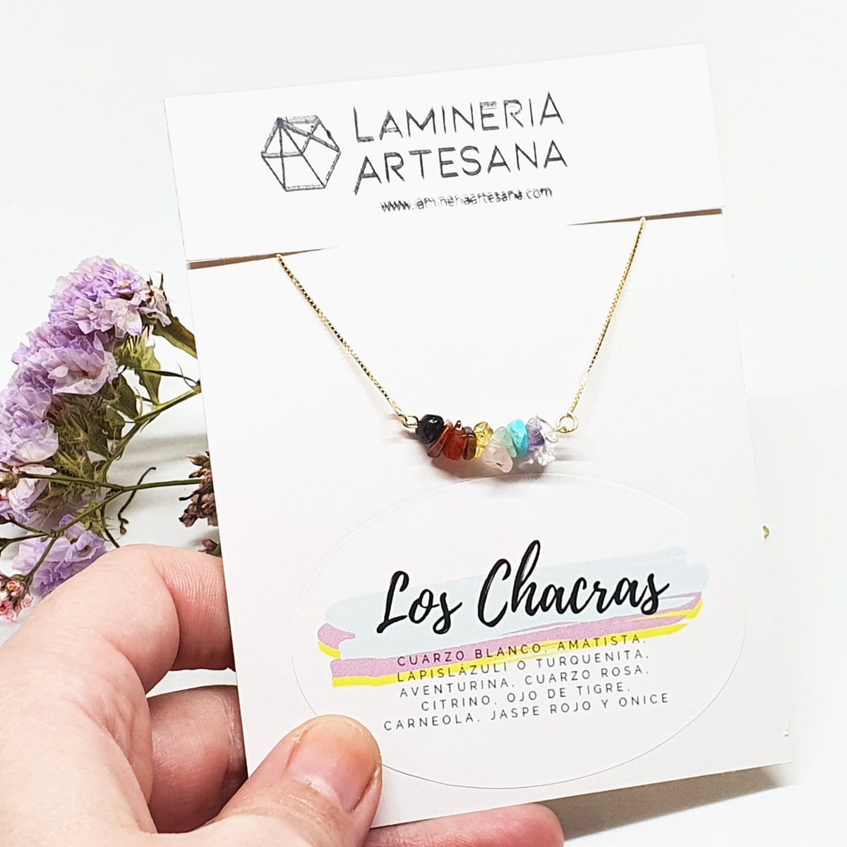 Collar de los Chacras, los chacras, puntos energeticos, joyas artesanales, piedras preciosas, minerales naturales - LaMineria Artesana