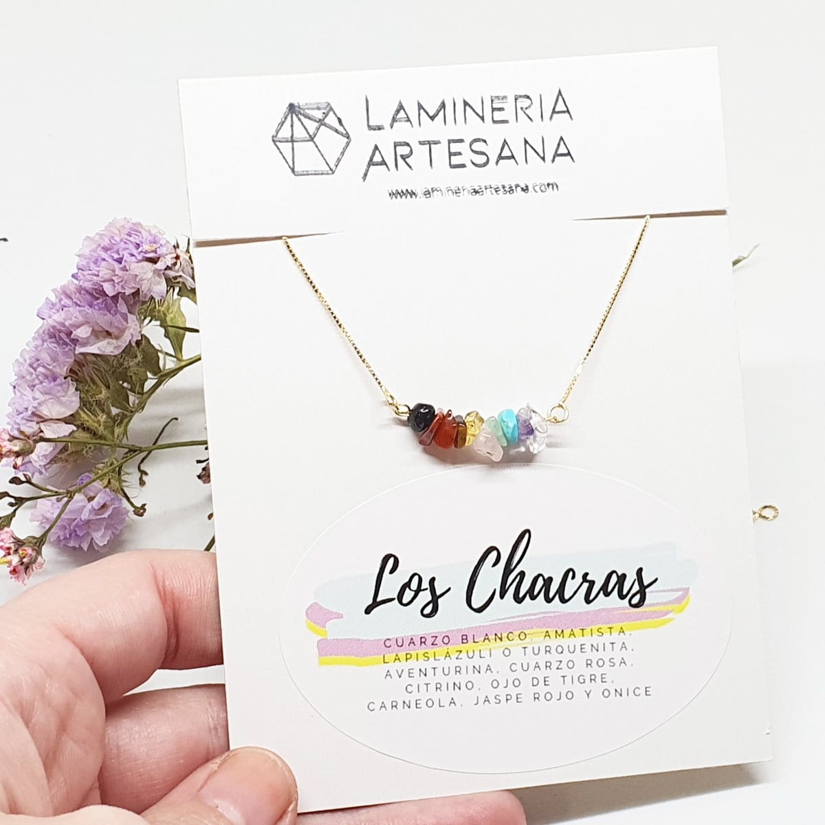 Collar de los Chacras, los chacras, puntos energeticos, joyas artesanales, piedras preciosas, minerales naturales - LaMineria Artesana