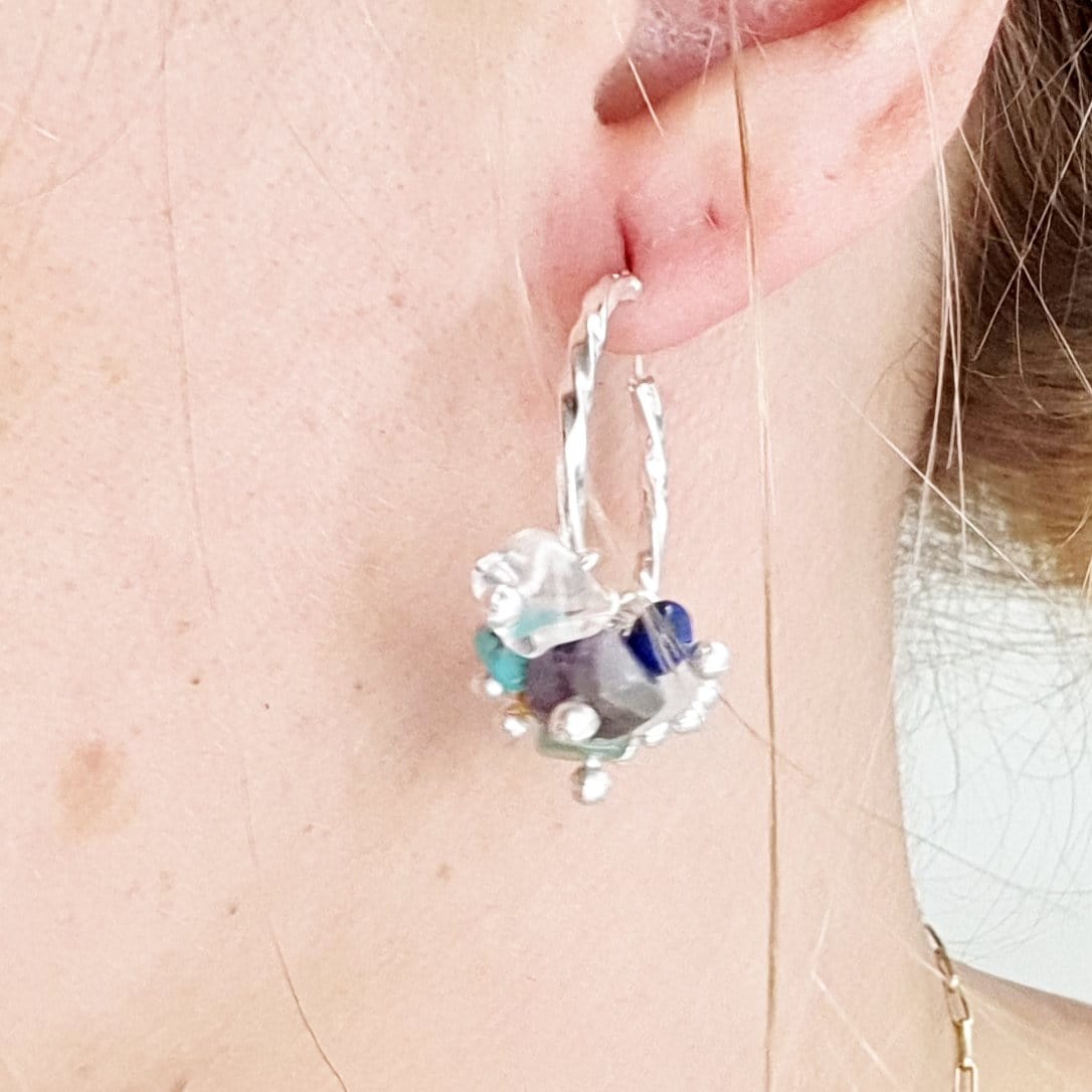 aros de plata con los 10 minerales naturales de los chacras