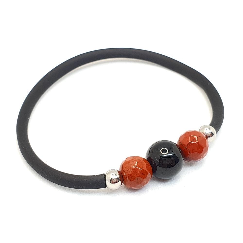 pulsera para la protección, pulsera protección, minerales de protección, turmalina negra, jaspe rojo, pulsera elastica, minerales naturales, las propiedades de los minerales, joyas artesana, regalos originales, cristaloterapia