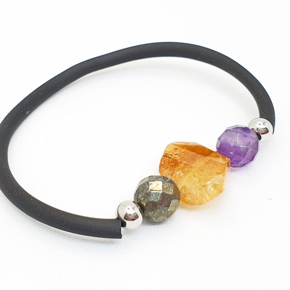 Pulsera estudios, pulsera con minerales naturales, pulseras, minerales naturales, pulseras elasticas, cristaloterapia, las propiedades de los minerales, pirita, citrino, amatistas