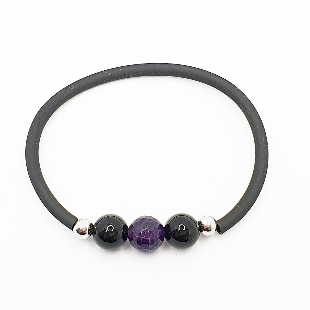 Pulsera para los nervios, nervios, amatista, onix, pulsera con minerales naturales, pulseras, minerales naturales, pulseras elasticas, cristaloterapia<