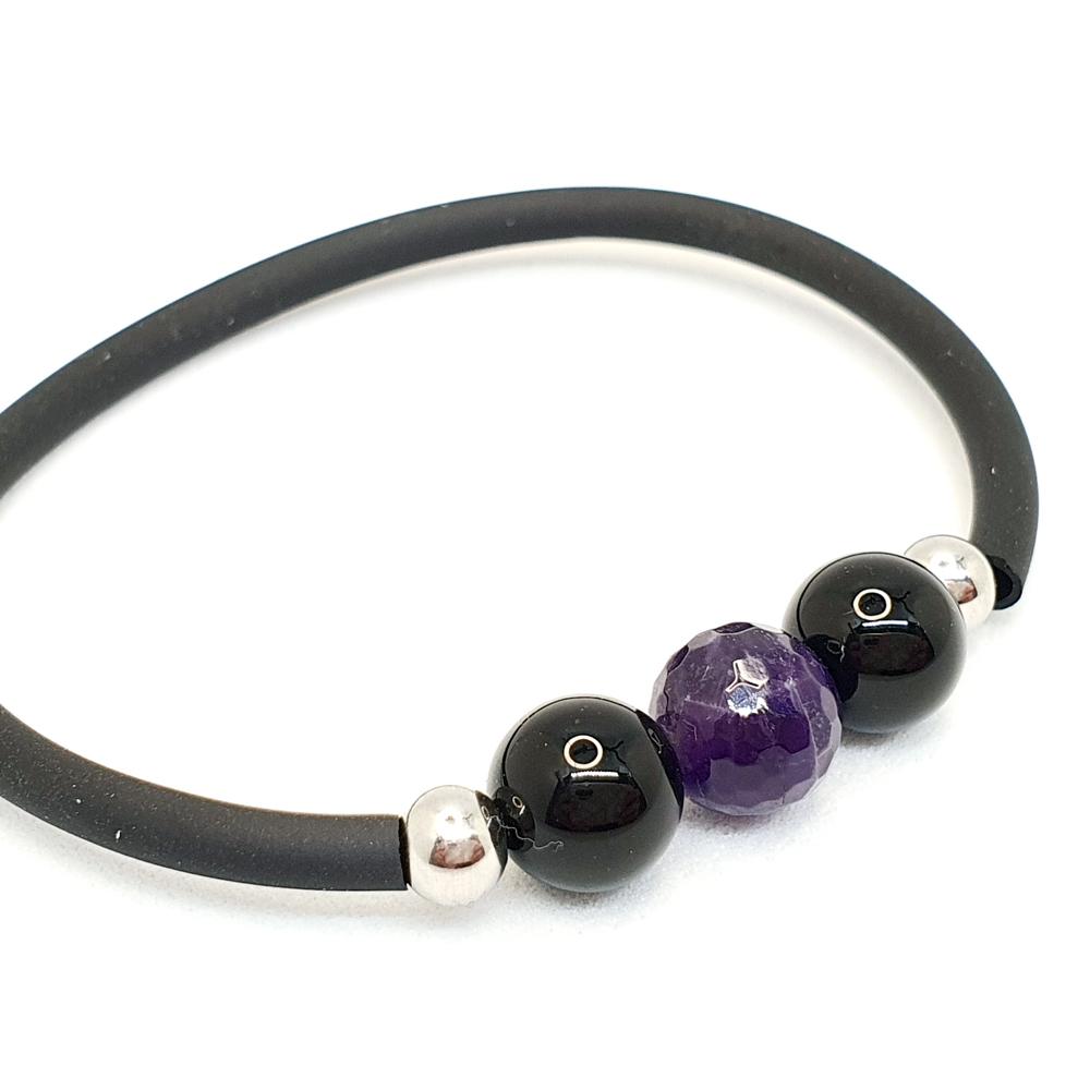 Pulsera para los nervios, nervios, amatista, onix, pulsera con minerales naturales, pulseras, minerales naturales, pulseras elasticas, cristaloterapia<