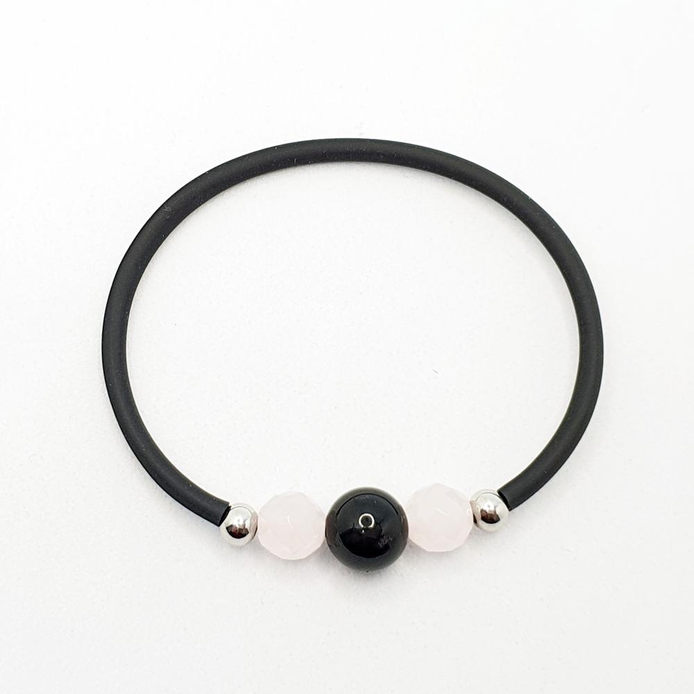 Pulsera para la familia, pulsera familia, cuarso rosa, turmalina negra,, cuarzo rosa, pulsera con minerales naturales, pulseras, minerales naturales, pulseras elasticas, cristaloterapia