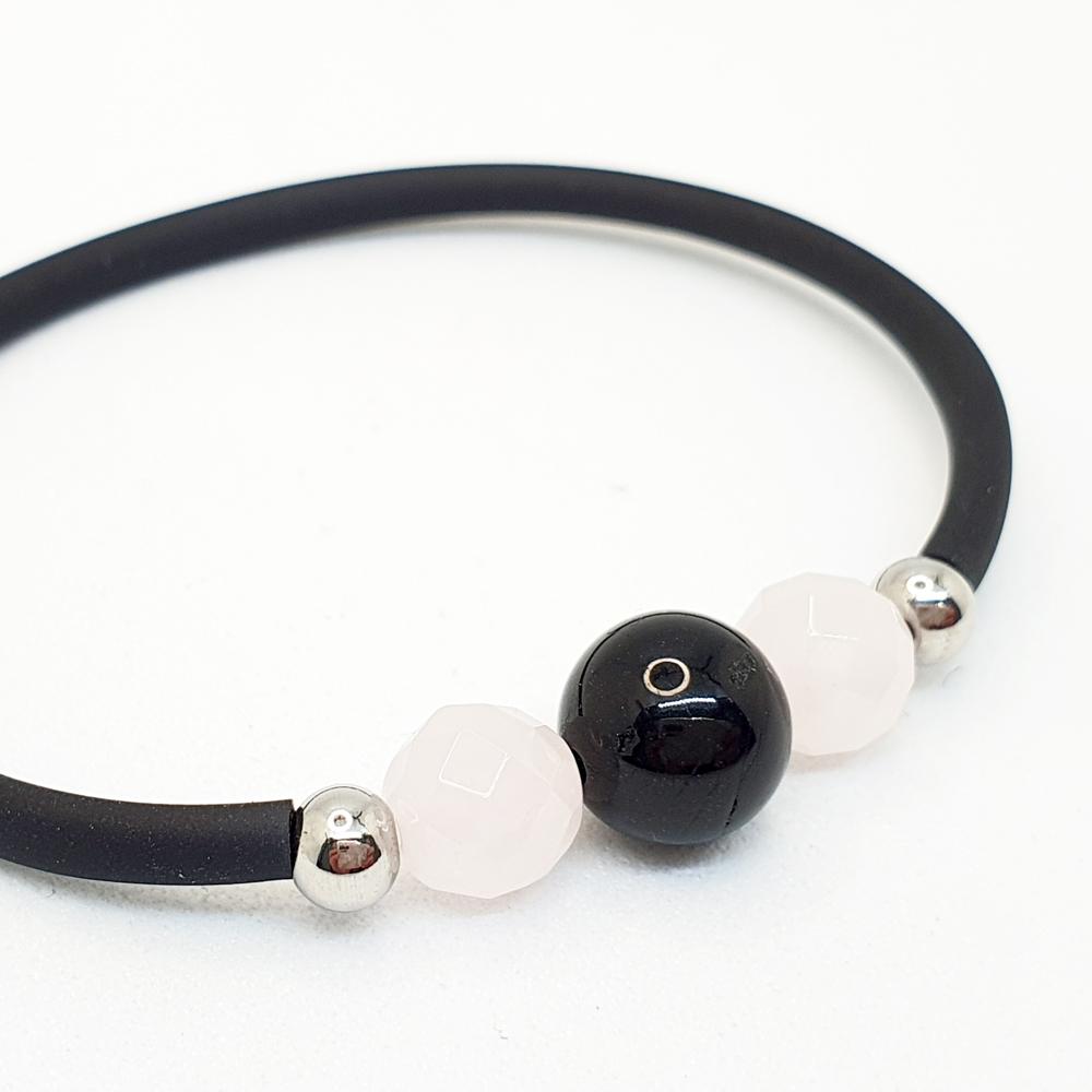 Pulsera para la familia, pulsera familia, cuarso rosa, turmalina negra,, cuarzo rosa, pulsera con minerales naturales, pulseras, minerales naturales, pulseras elasticas, cristaloterapia