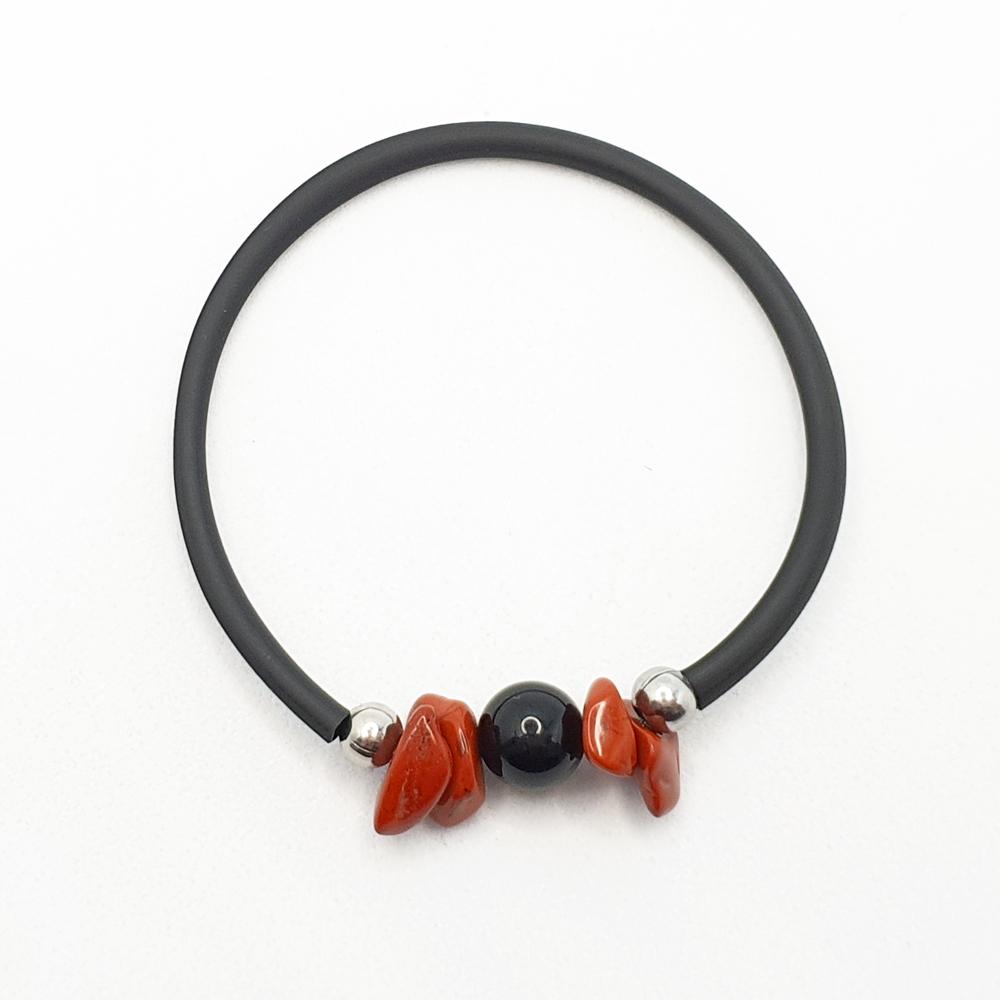 Pulsera para los nervios, minerales nervios, onix, jaspe rojo, pulsera elastica, minerales naturales, las propiedades de los minerales, joyas artesana, regalos originales, cristaloterapia