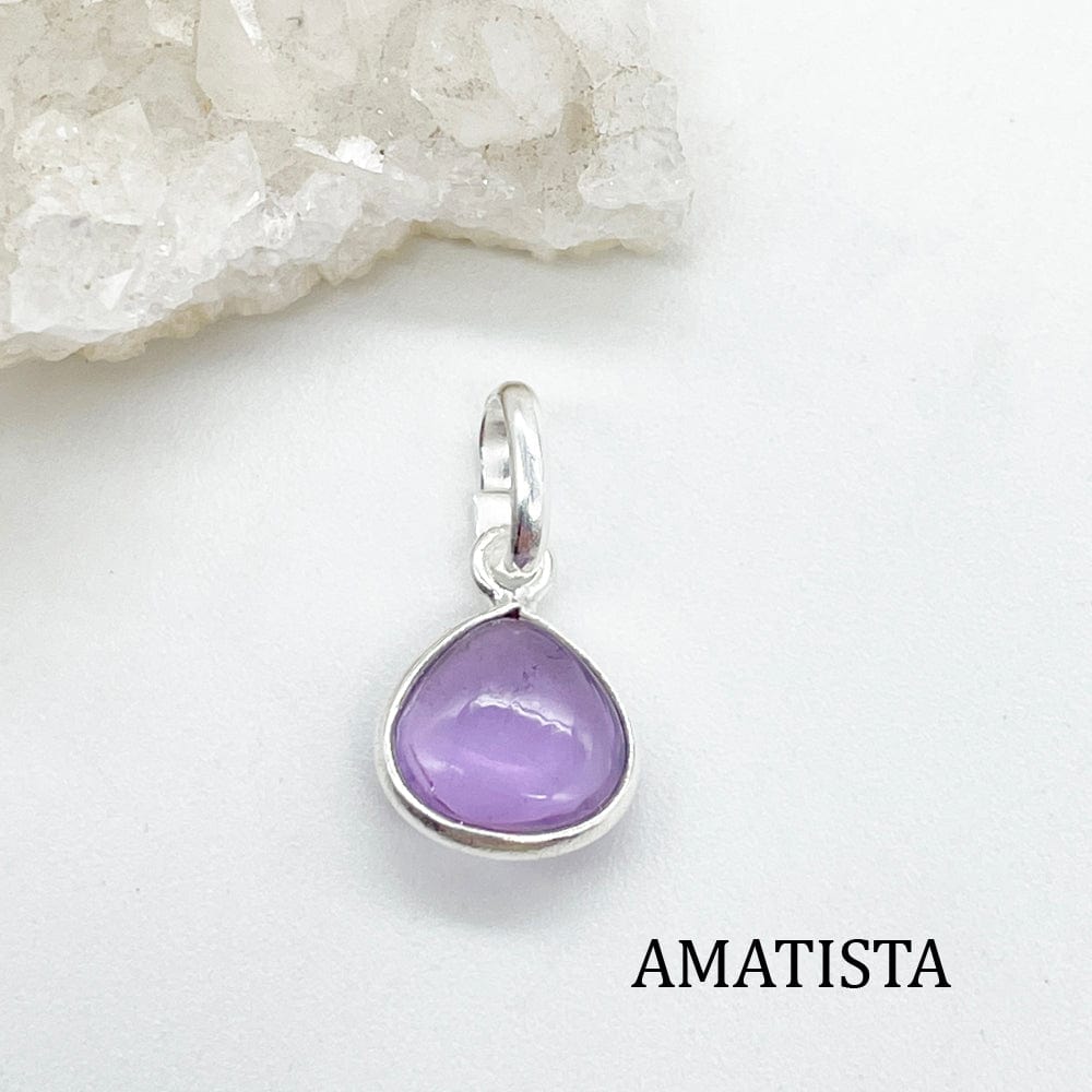 Silver and Mineral Teardrop Pendant