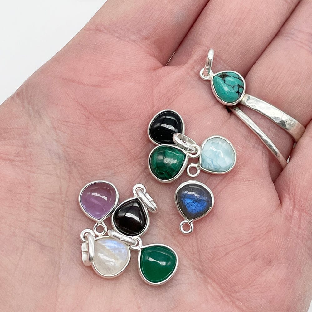 Silver and Mineral Teardrop Pendant