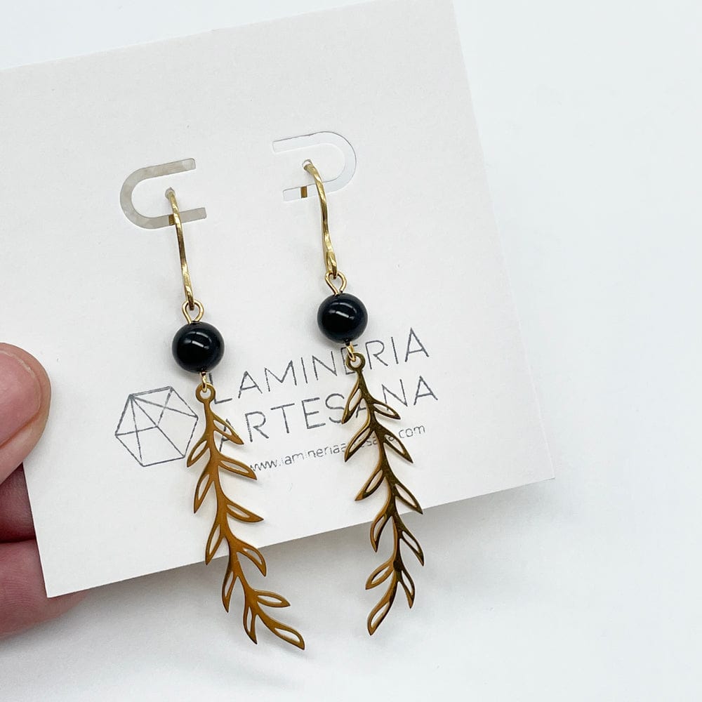 Pendientes largos Hojas y Mineral