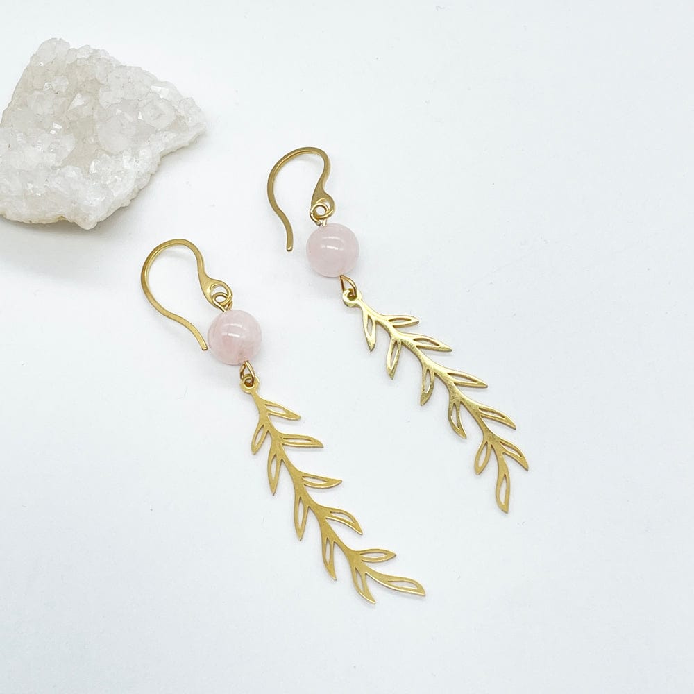 Pendientes largos Hojas y Mineral