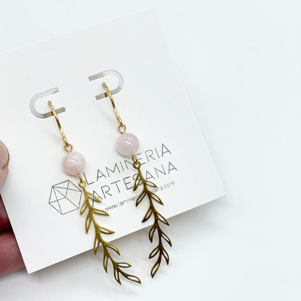 Pendientes largos Hojas y Mineral