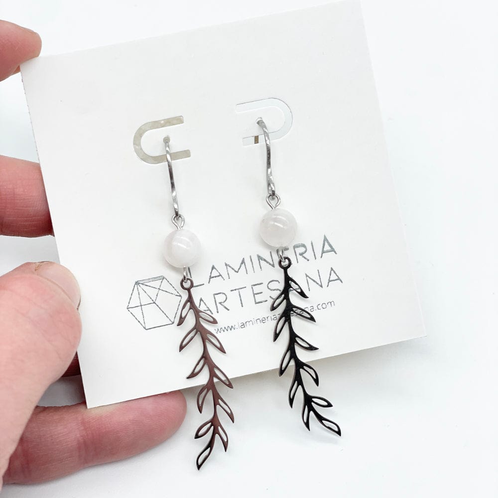 Pendientes largos Hojas y Mineral