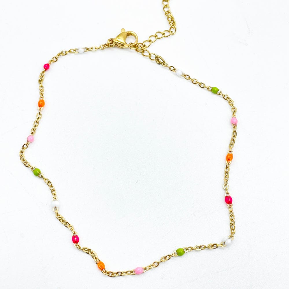 tobilleras aceroinoxidable, tobillera bolitas de colores, tobilleras, joyas artesanas, joyas online, lamineria artesana, acero inoxidable