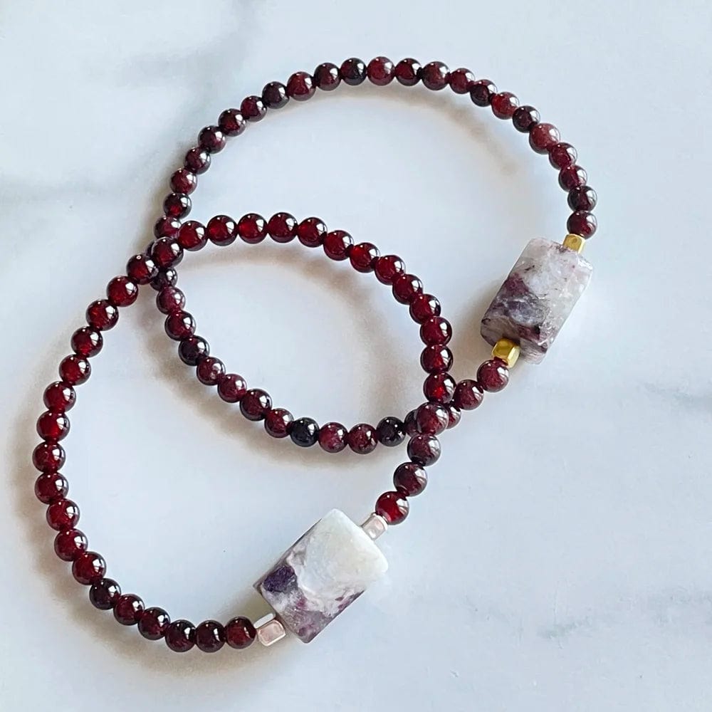 Pulsera Turmalina rosa y Granate