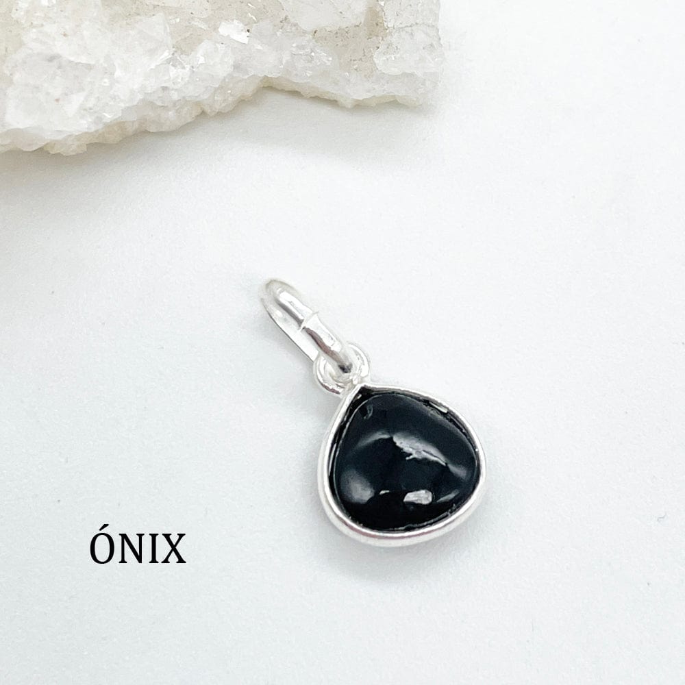 Silver and Mineral Teardrop Pendant
