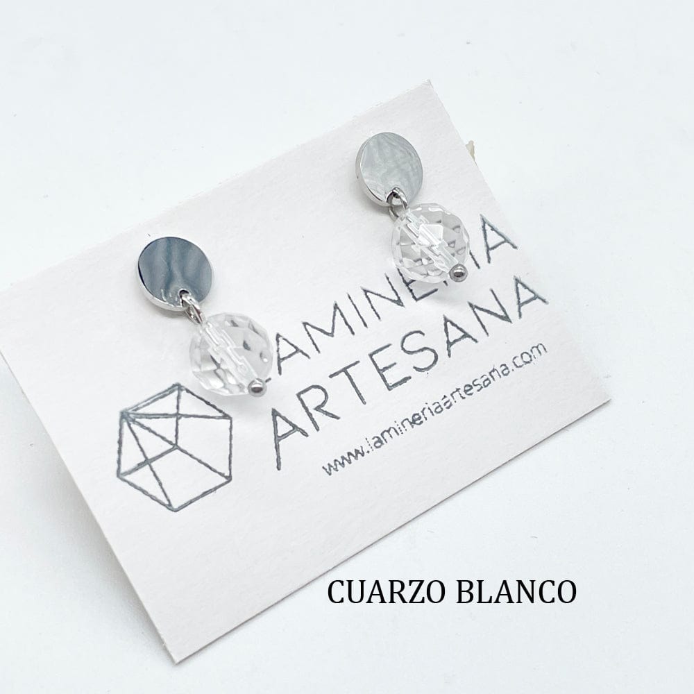 pendientes cuarzo blanco, pendientes cristal de roca