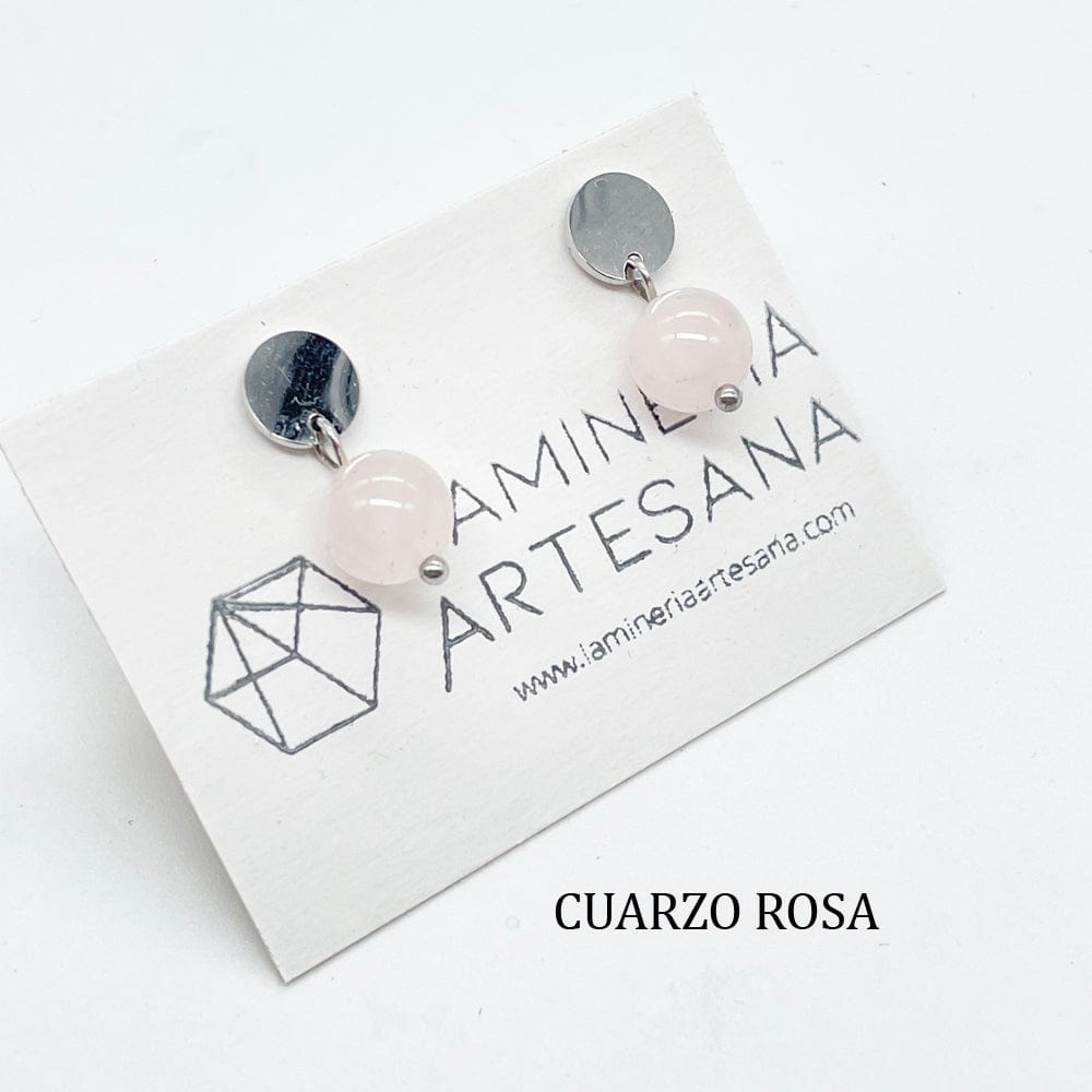pendientes cuarzo rosa