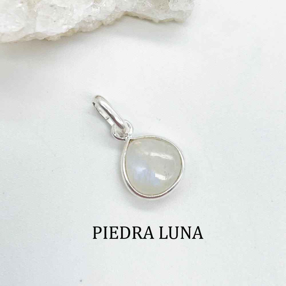 Silver and Mineral Teardrop Pendant