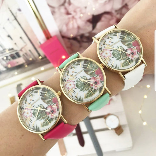 relojes de acero inoxidable, relojes de color, relojes, relojes de flores, accesorios online, mintcoast