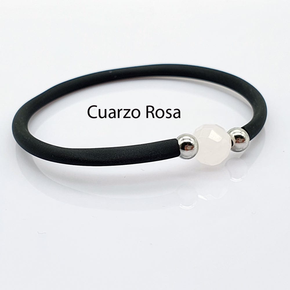 Pulsera elástica con perla, chacras, la pulsera de los chacras, colgante punta de cuarzo rosa, colgante, joyas acero, joyas artesanales, plata y minerales, pulsera minerales, minerales, piedras terapeuticas, gemoterapia, las propiedades de los minerales, mineral therapy, mineral stone therapy, joyas online, plata y minerales, cuarzo rosa
