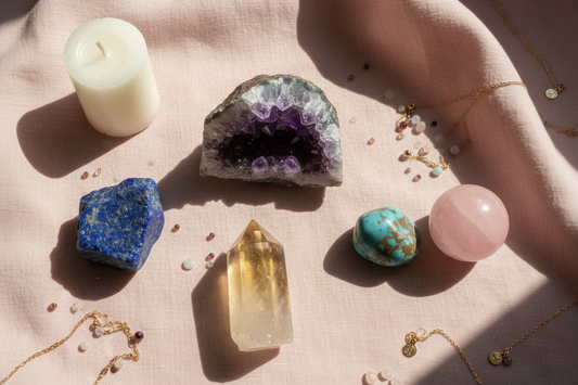 5 piedras naturales para la ansiedad y el estrés: amatista, citrino, lapislázuli, turquesa y cuarzo rosa