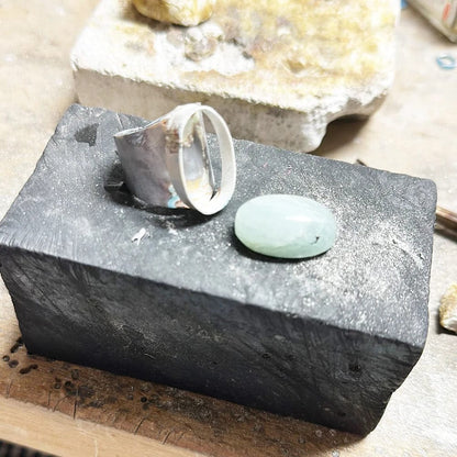 Anillo XL Artesano en Plata 925º · Piedra a elegir