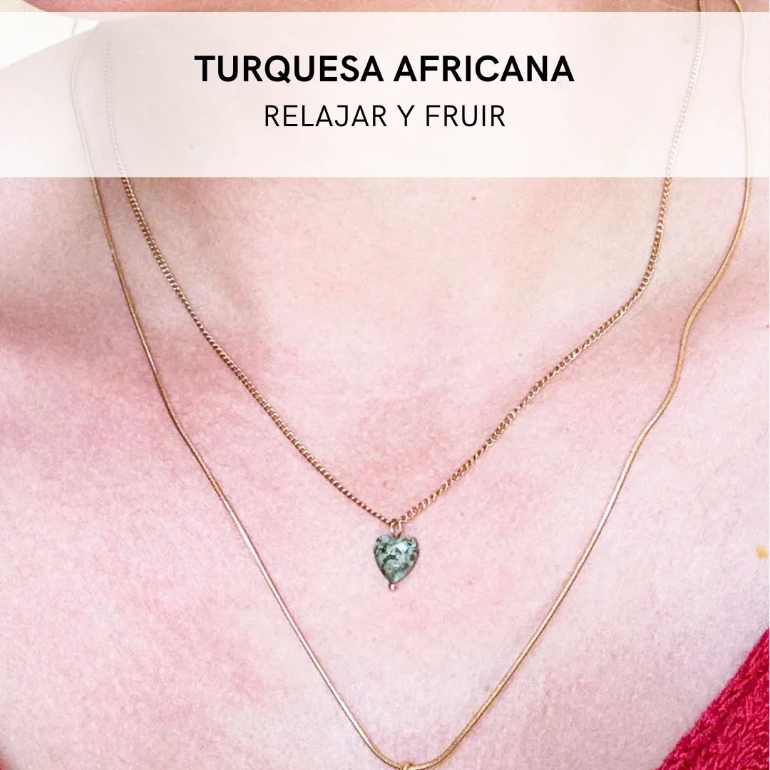 Colgante mini corazón de Turquesa Africana