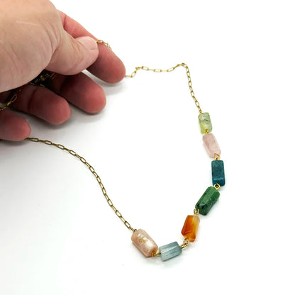 Collar Equilibrio Interior – Collar de Piedras Naturales en Acero 316 Baño Oro