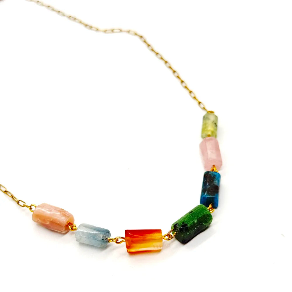 Collar Equilibrio Interior – Collar de Piedras Naturales en Acero 316 Baño Oro