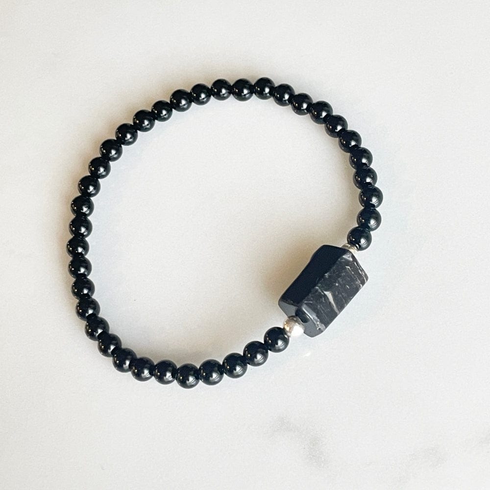 Protection Bracelet with black Tourmaline tube and balls