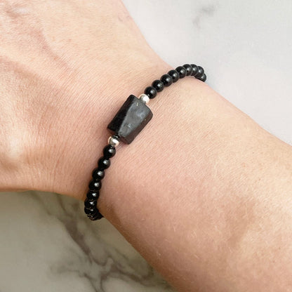 Protection Bracelet with black Tourmaline tube and balls