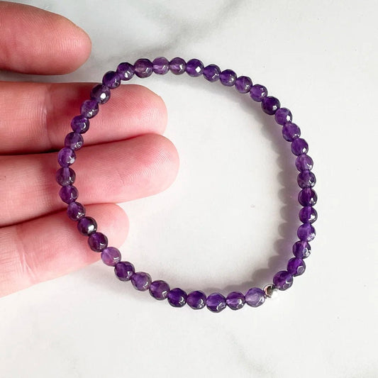 Pulsera de Amatista Facetada Natural | Equilibrio y Calma