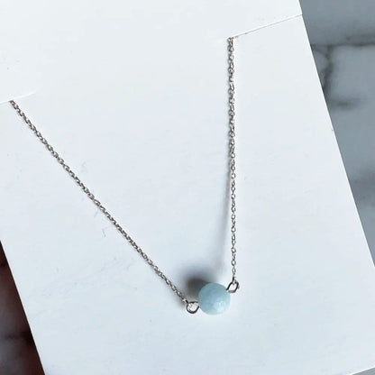 Aquamarine ball necklace in Silver