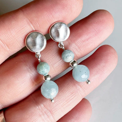 Two Aquamarines earrings in silver