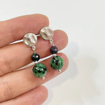 Ruby Zoisite button earrings