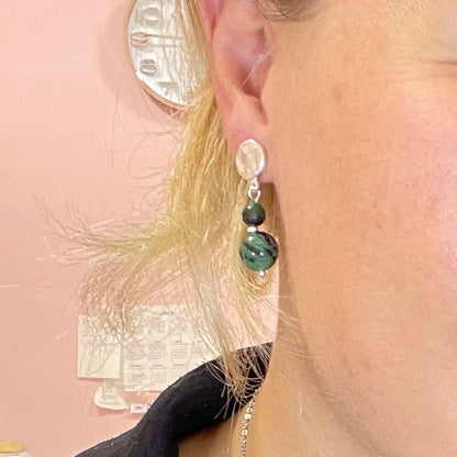 Ruby Zoisite button earrings