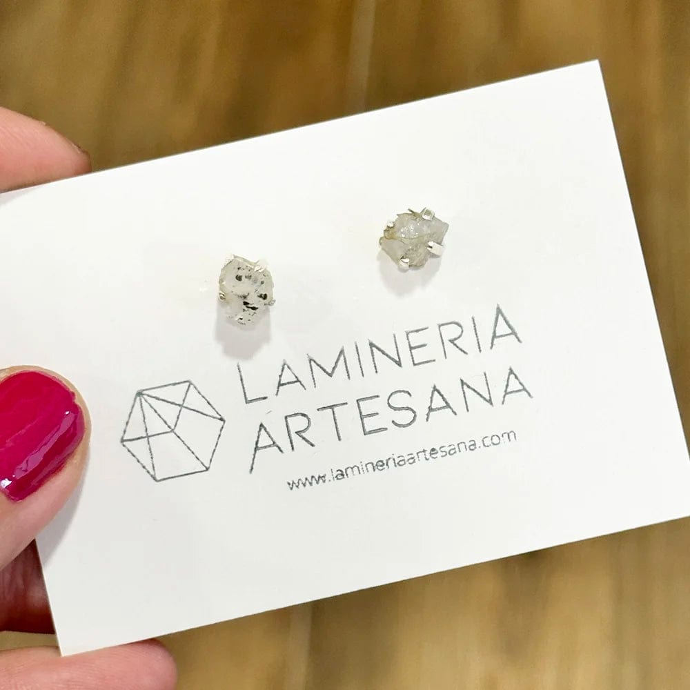Raw Mineral Button Earrings