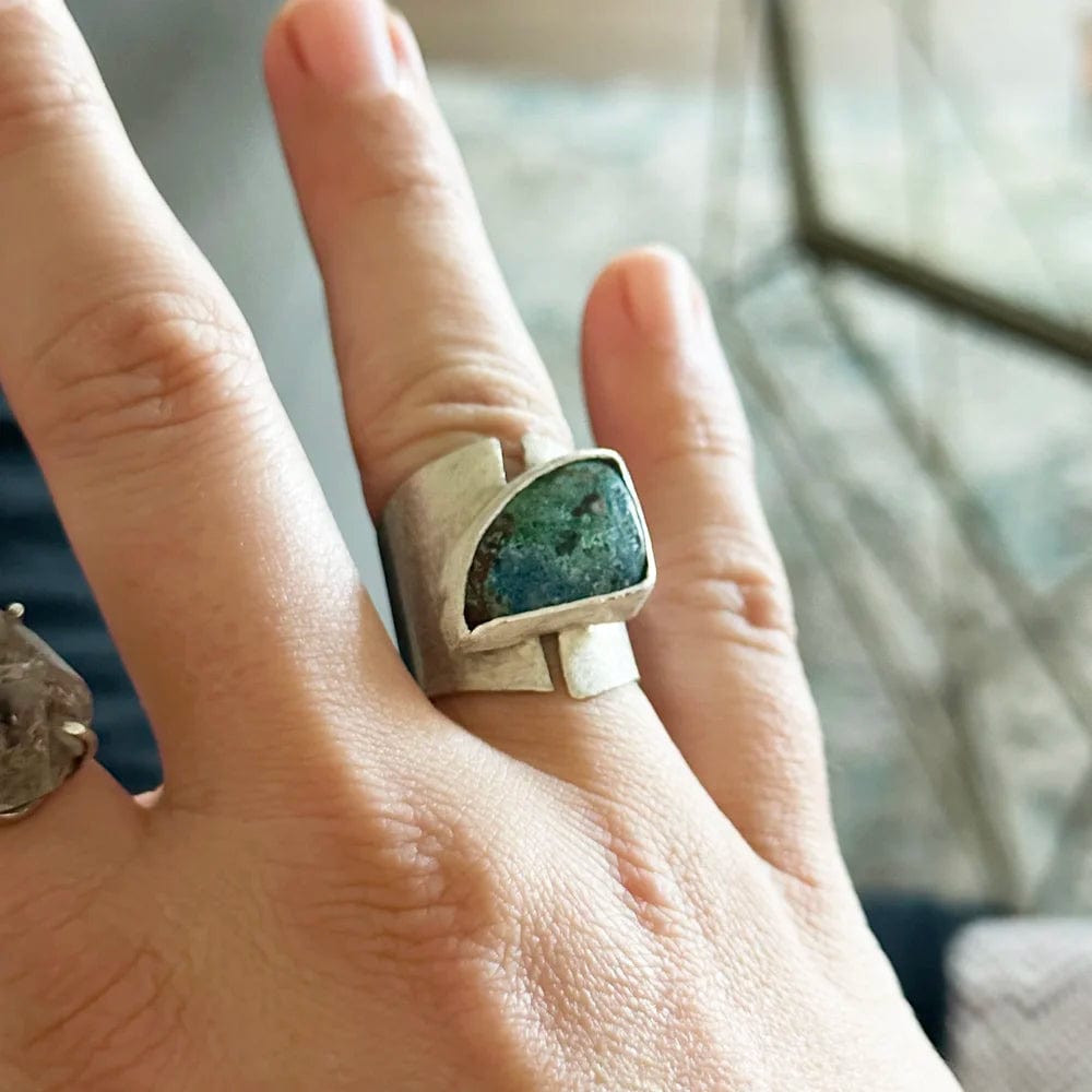 Anillo XL Artesano en Plata 925º · Piedra a elegir