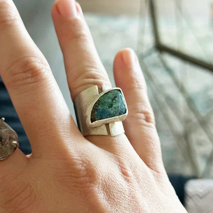 Anillo XL Artesano en Plata 925º · Piedra a elegir