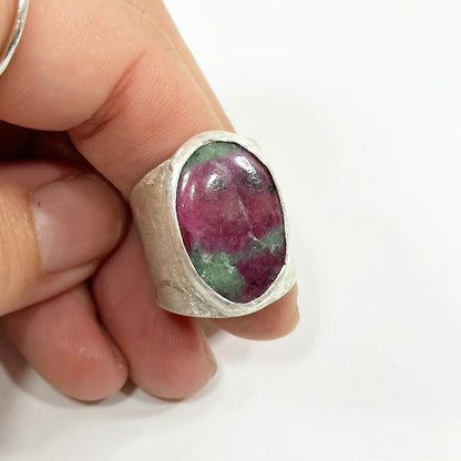 Anillo XL Artesano en Plata 925º · Piedra a elegir