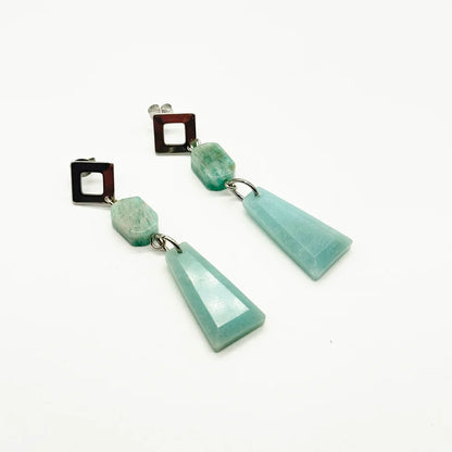 Pendientes Largos con Amazonita