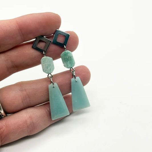 Pendientes Largos con Amazonita